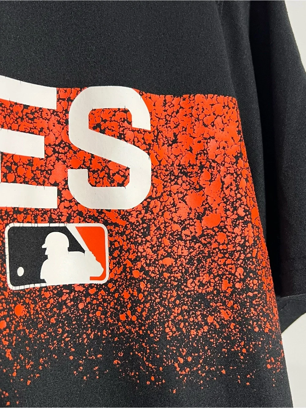 Nike Baltimore Orioles Paint Splatter Black Short Sleeve T-Shirt Mens Large